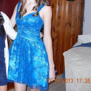 Sparkly Blue Mini Party Dress